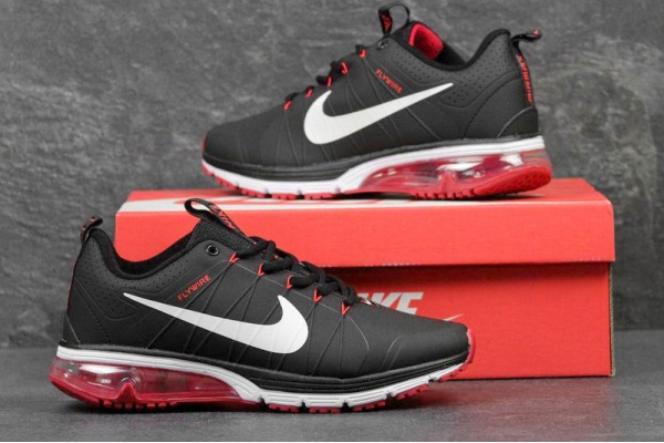 Мужские кроссовки Nike Flywire черные с белым и красным