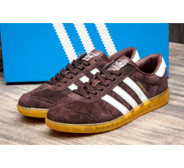 Мужские кроссовки Adidas Hamburg коричневые с белым