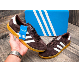 Мужские кроссовки Adidas Hamburg коричневые с белым
