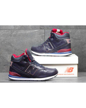 Чоловічі високі кросівки зимові New Balance 696 Mid-Cut темно-сині з червоним