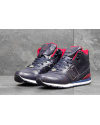 Купить Мужские высокие кроссовки на меху New Balance 696 Mid-Cut темно-синие с красным