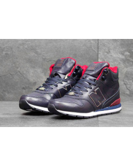 Мужские высокие кроссовки на меху New Balance 696 Mid-Cut темно-синие с красным