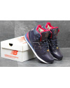 Купить Мужские высокие кроссовки на меху New Balance 696 Mid-Cut темно-синие с красным