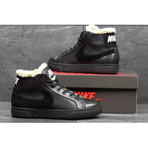 Мужские высокие кроссовки на меху Nike Blazer Mid черные