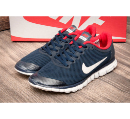 Женские кроссовки Nike Free Run 3.0 темно-синие с красным