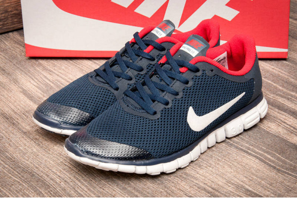 Женские кроссовки Nike Free Run 3.0 темно-синие с красным