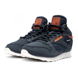 Чоловічі високі кросівки зимові Reebok Classic Leather Mid темно-сині