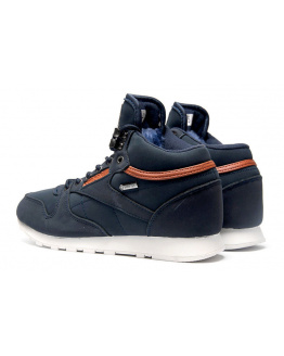 Чоловічі високі кросівки зимові Reebok Classic Leather Mid темно-сині