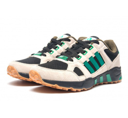 Мужские кроссовки Adidas EQT Support 93 бежевые с черным и зеленым