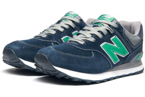 Мужские кроссовки New Balance 574 темно-синие с зеленым