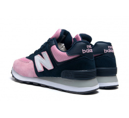 Женские кроссовки New Balance 574 розовые с темно-синим