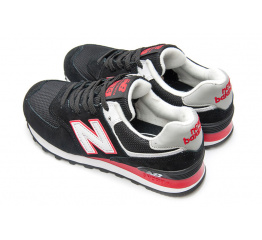 Женские кроссовки New Balance 574 черные с белым и красным