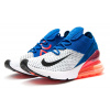 Мужские кроссовки Nike Air Max 270 Flyknit белые с синим и оранжевым