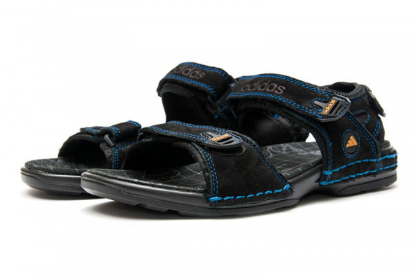 Мужские сандалии Adidas черыне с голубым