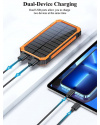 Купить Повербанк на солнечной батарее 20000 mAh с фонариком черный
