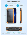 Купить Повербанк на солнечной батарее 20000 mAh с фонариком черный