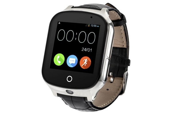 Смарт часы с GPS трекером и камерой Smart Watch A19 black leather