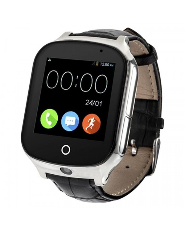 Смарт часы с GPS трекером и камерой Smart Watch A19 black leather