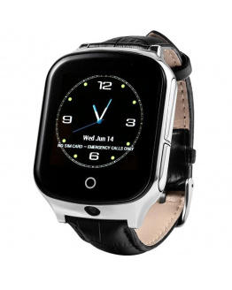 Купить Смарт часы с GPS трекером и камерой Smart Watch A19 black leather в Украине