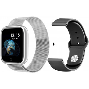 Смарт годинник T80 Silver (2 ремешка)