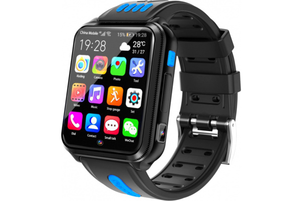 Детские смарт часы с GPS трекером H1 4G (4 ядра) black-blue