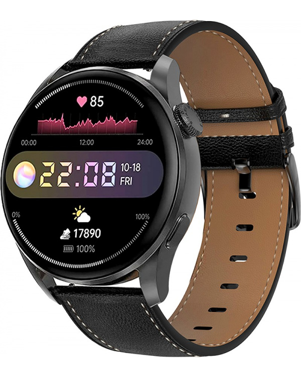 Смарт годинник DT3 з ЕКГ Leather black