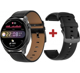 Купить Смарт часы DT3 с ЭКГ Leather black в Украине