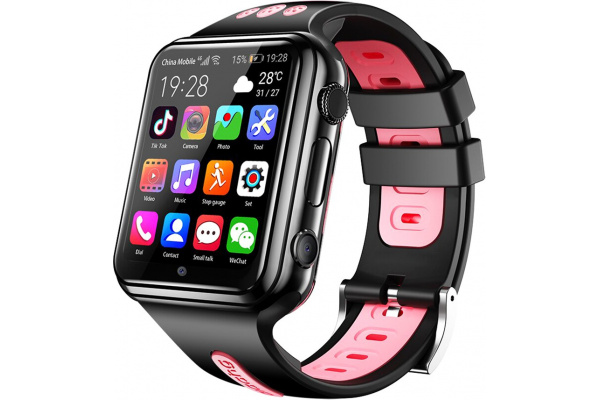 Детские смарт часы с GPS трекером W5 4G (2 ядра) black-pink