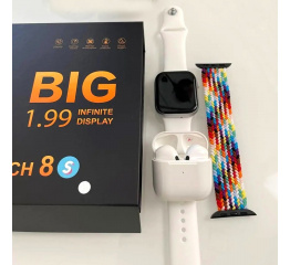 Купить Смарт часы + наушники 3 в 1 Watch 8 White в Украине