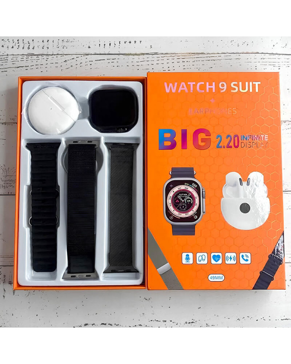Смарт часы + наушники 3 в 1 Watch 9 Black