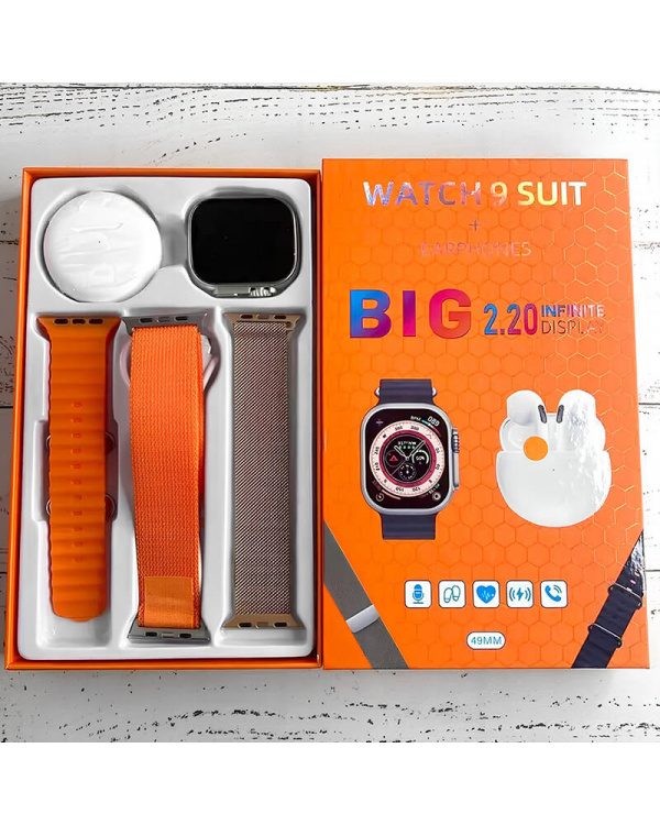 Смарт часы + наушники 3 в 1 Watch 9 Orange