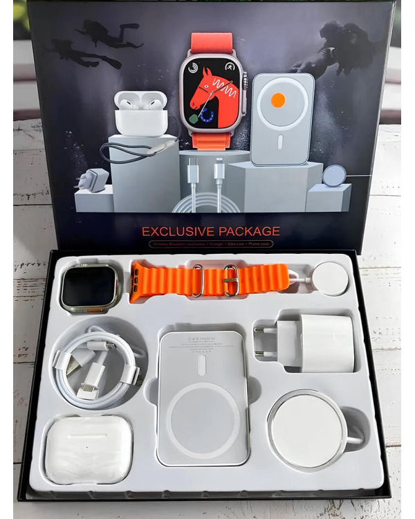 Смарт часы + наушники 6 в 1 Ultra Orange